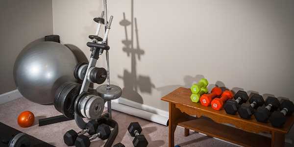 Weights and exercise equipment for the home.